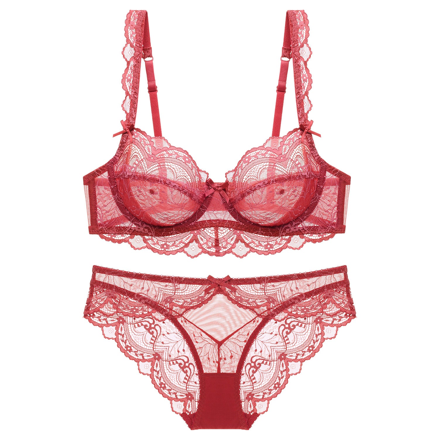 Ultra-Thin Sponge-Free Transparent Bra with Big Breasts and Small Lace Bra for Women Sexy Underwear Bra Set