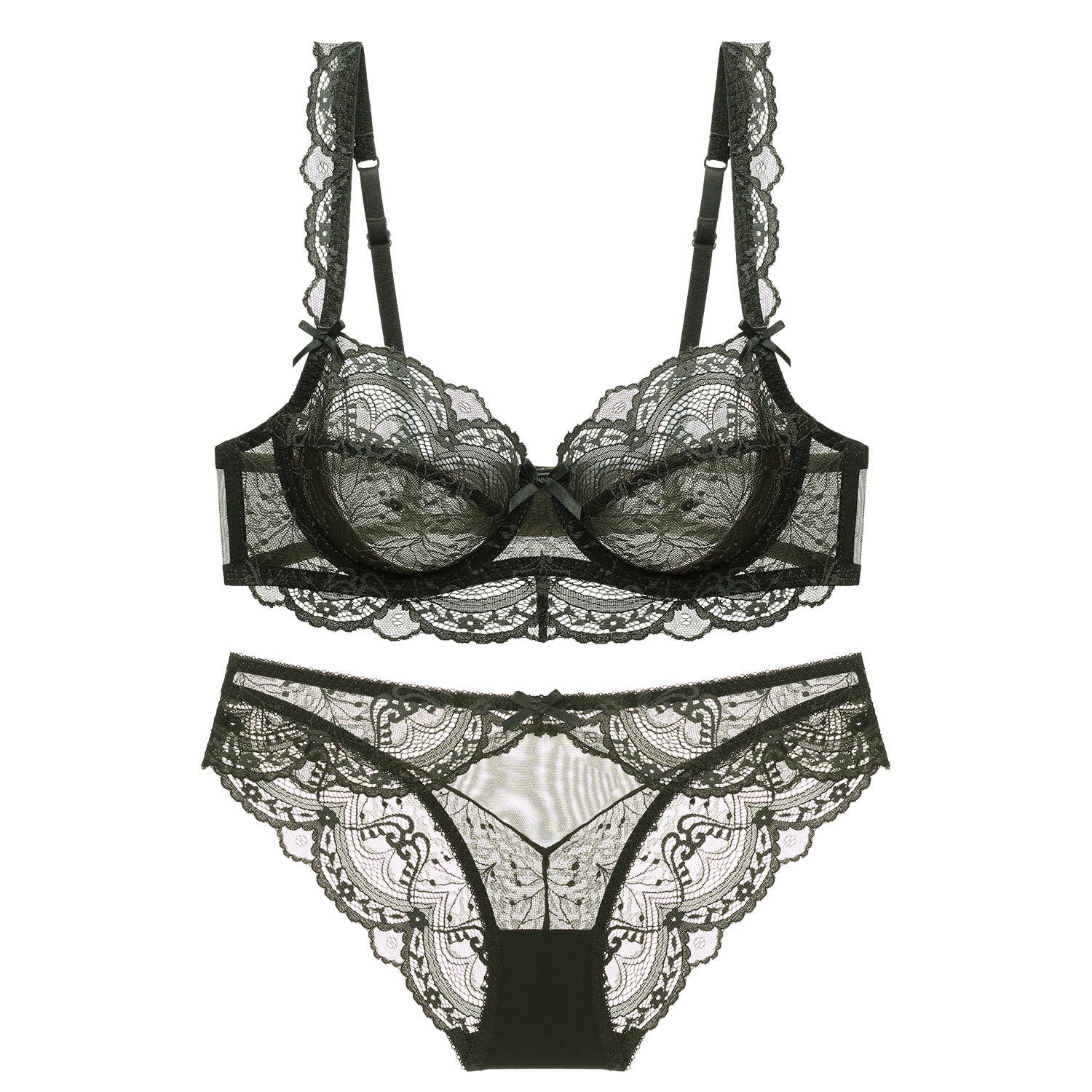 Ultra-Thin Sponge-Free Transparent Bra with Big Breasts and Small Lace Bra for Women Sexy Underwear Bra Set