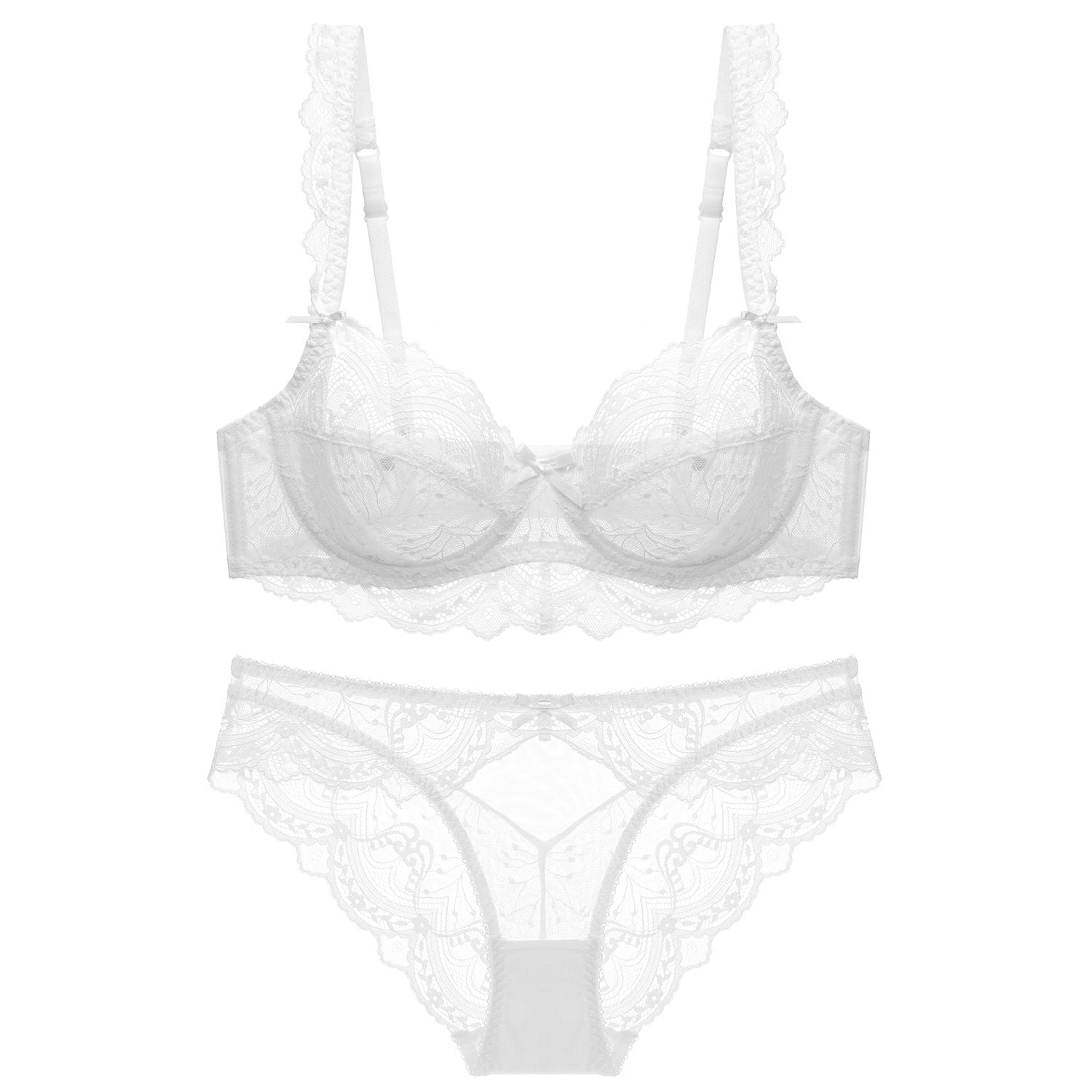 Ultra-Thin Sponge-Free Transparent Bra with Big Breasts and Small Lace Bra for Women Sexy Underwear Bra Set