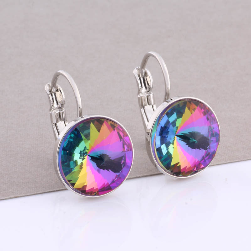 Cross-border Hot Selling 12mm Round Edge Color Earrings Jewelry Classic Earrings Women's Simple Fashion Elegant Commodities
