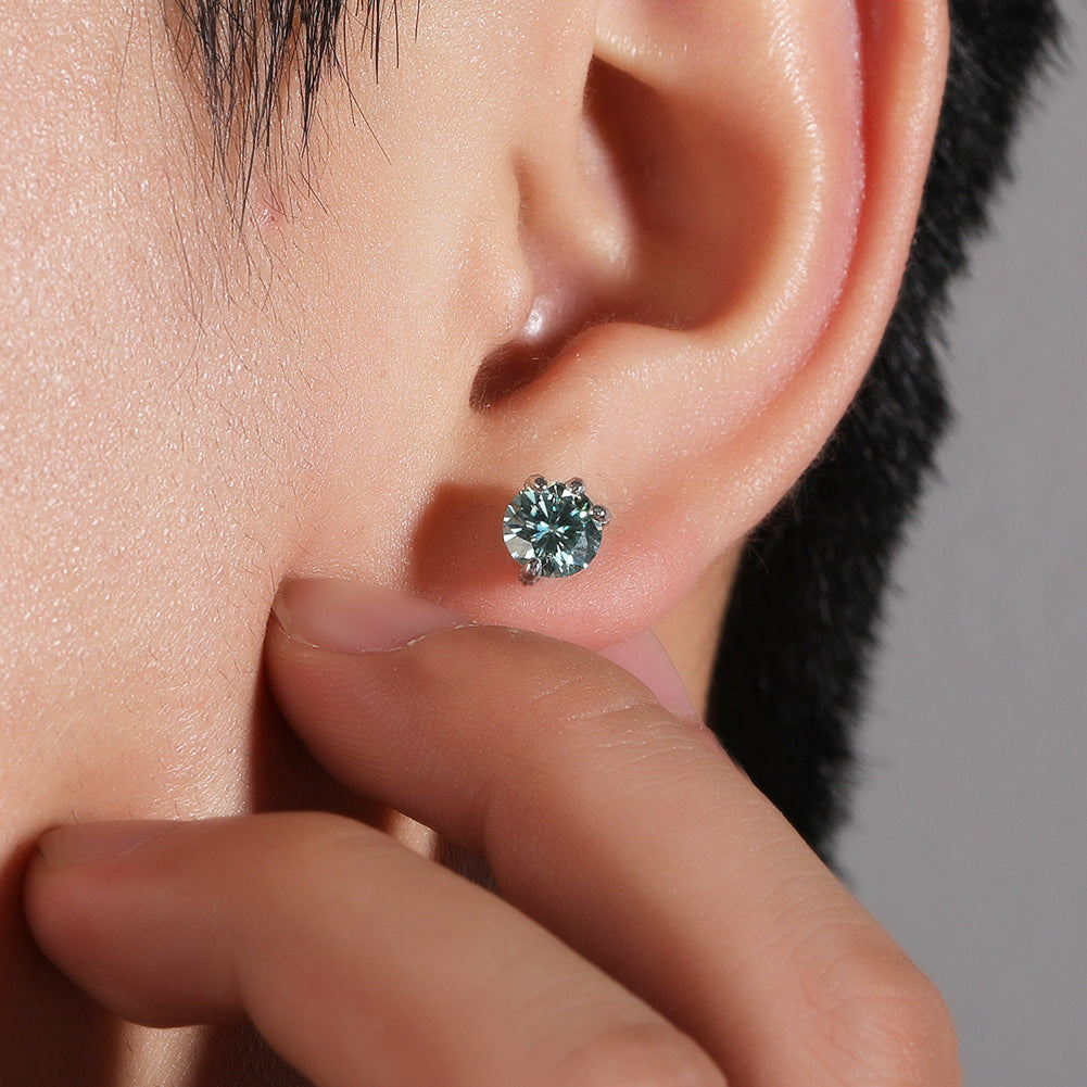 Light Luxury All-match S925 Silver Moissanite Dragon Claw Earrings for Men and Women with High-end Sense Instagram Style Fashionable Distinctive Earrings