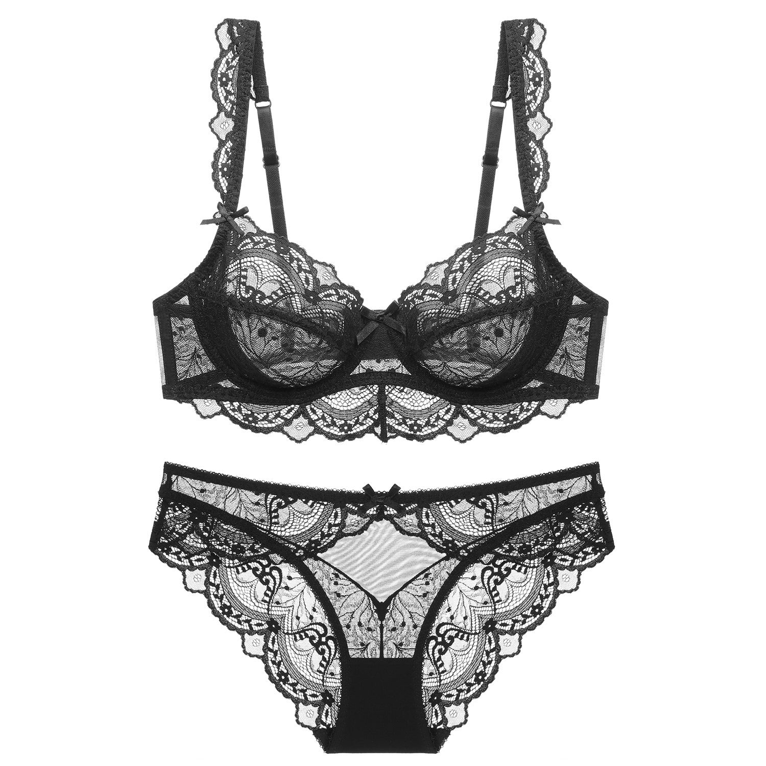 Ultra-Thin Sponge-Free Transparent Bra with Big Breasts and Small Lace Bra for Women Sexy Underwear Bra Set