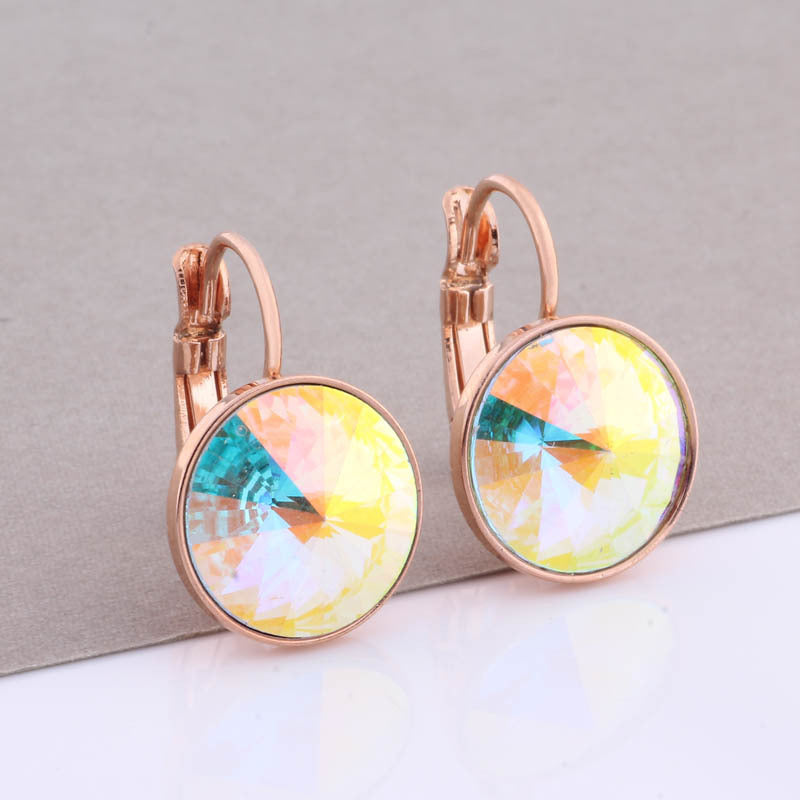 Cross-border Hot Selling 12mm Round Edge Color Earrings Jewelry Classic Earrings Women's Simple Fashion Elegant Commodities