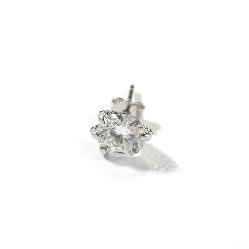 Light Luxury All-match S925 Silver Moissanite Dragon Claw Earrings for Men and Women with High-end Sense Instagram Style Fashionable Distinctive Earrings