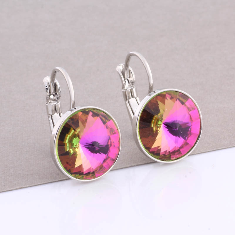 Cross-border Hot Selling 12mm Round Edge Color Earrings Jewelry Classic Earrings Women's Simple Fashion Elegant Commodities