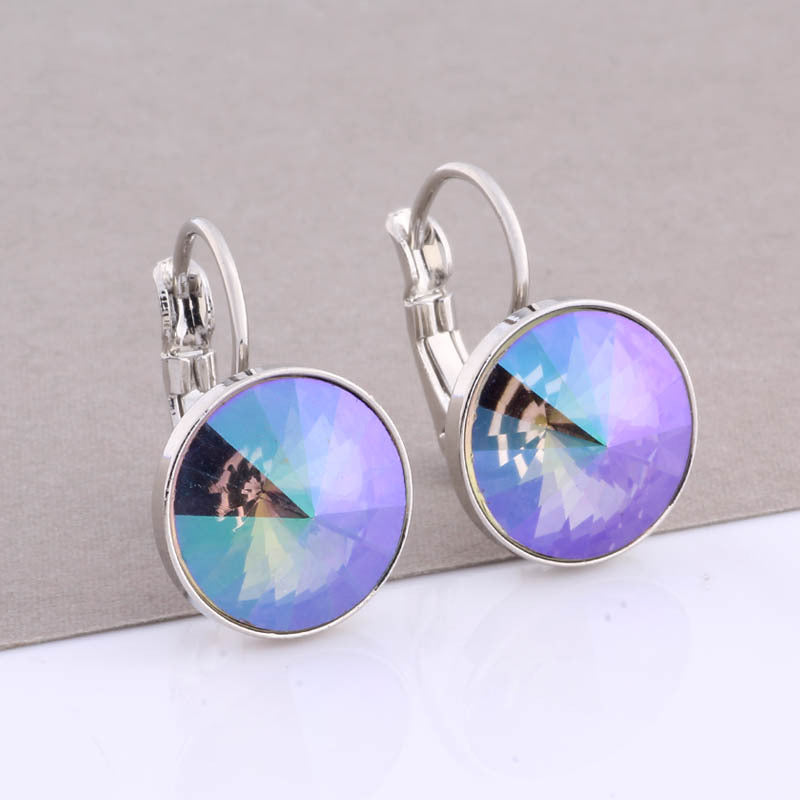 Cross-border Hot Selling 12mm Round Edge Color Earrings Jewelry Classic Earrings Women's Simple Fashion Elegant Commodities