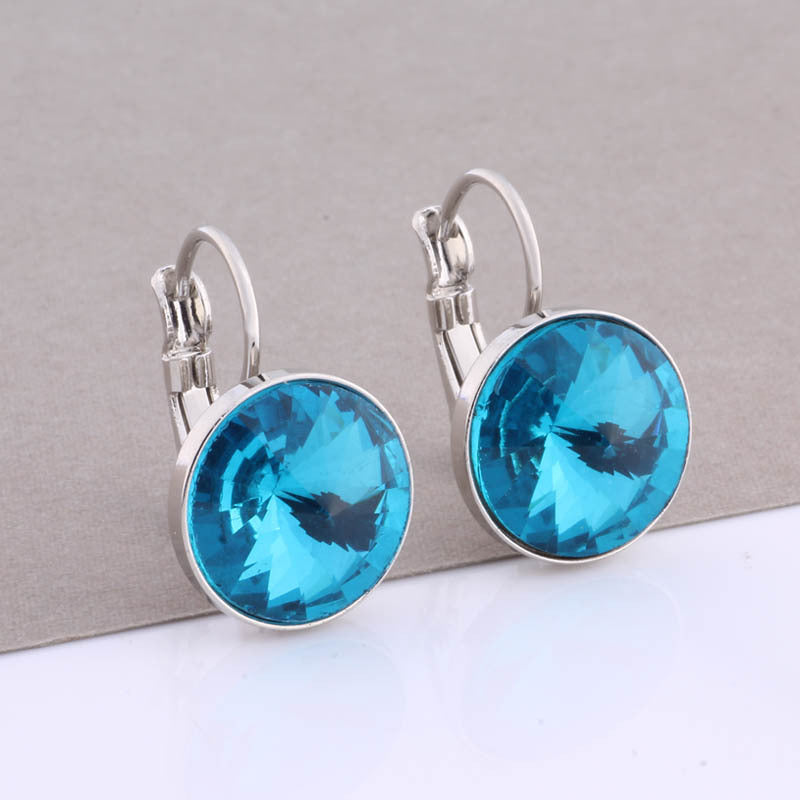 Cross-border Hot Selling 12mm Round Edge Color Earrings Jewelry Classic Earrings Women's Simple Fashion Elegant Commodities
