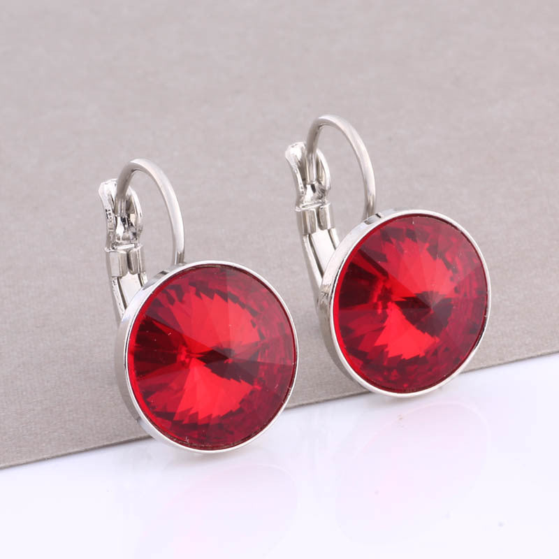 Cross-border Hot Selling 12mm Round Edge Color Earrings Jewelry Classic Earrings Women's Simple Fashion Elegant Commodities