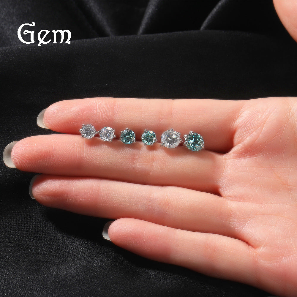 Light Luxury All-match S925 Silver Moissanite Dragon Claw Earrings for Men and Women with High-end Sense Instagram Style Fashionable Distinctive Earrings