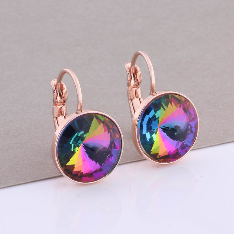 Cross-border Hot Selling 12mm Round Edge Color Earrings Jewelry Classic Earrings Women's Simple Fashion Elegant Commodities