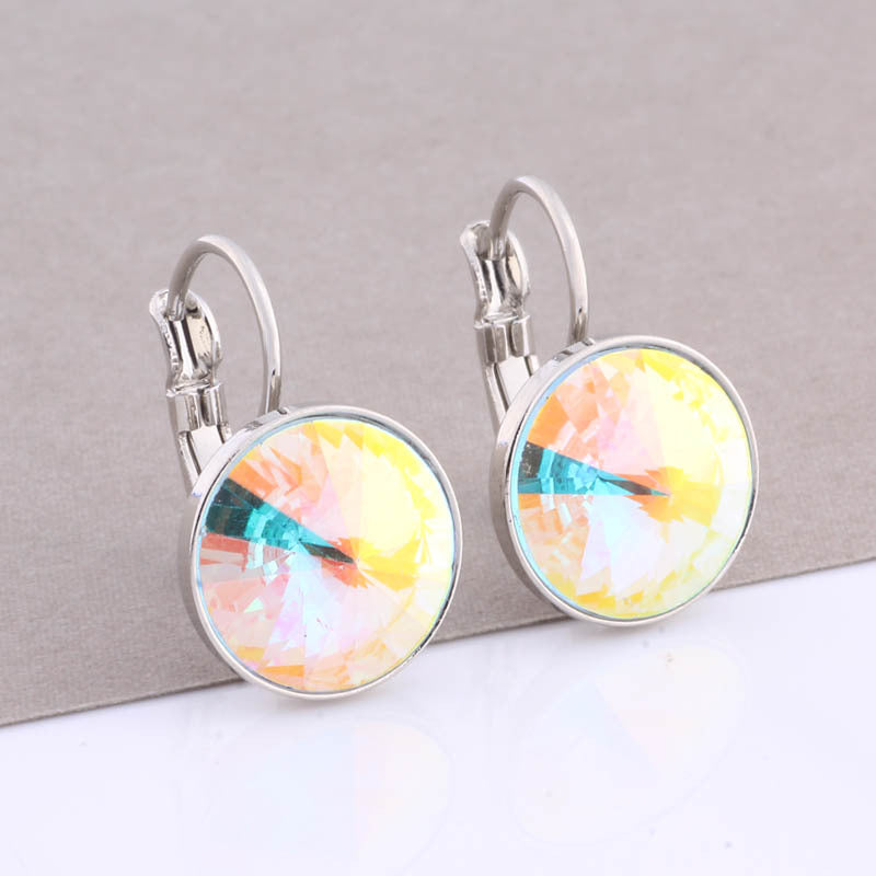 Cross-border Hot Selling 12mm Round Edge Color Earrings Jewelry Classic Earrings Women's Simple Fashion Elegant Commodities