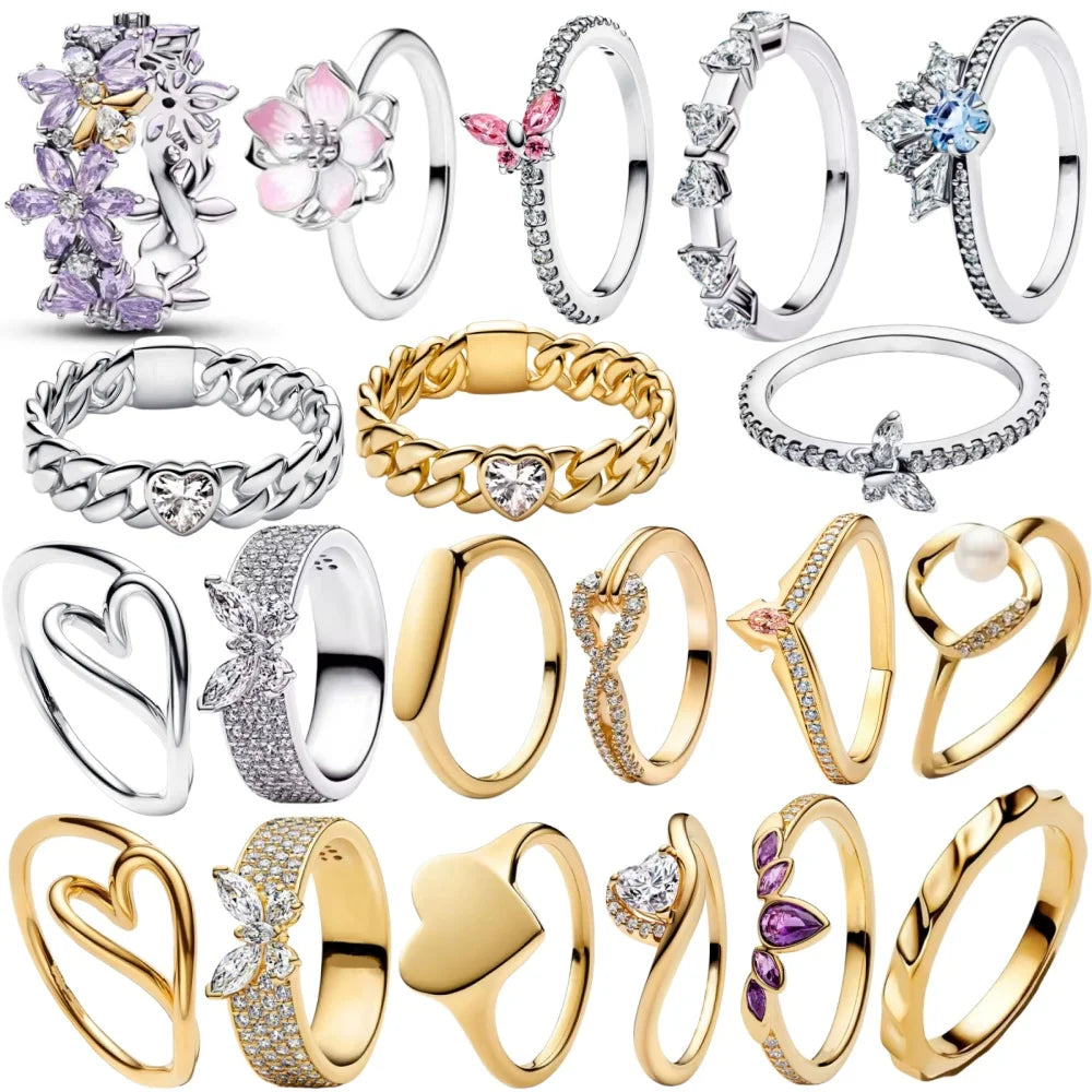 2026 New 925 Silver Heart, Butterfly, Flower Ring, Suitable for Wedding Women to Wear Exquisite High Quality Jewelry