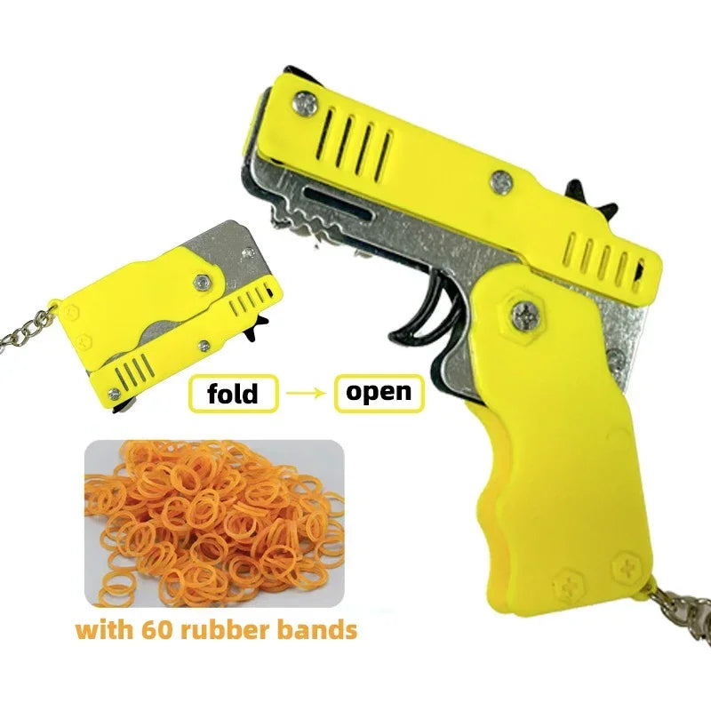 1PC Mini Keychain Gun Rubber Band Gun Toy Gun Shooting Pistol Alloy Kid Outdoor Activities Party Game Birthday Gift for Children