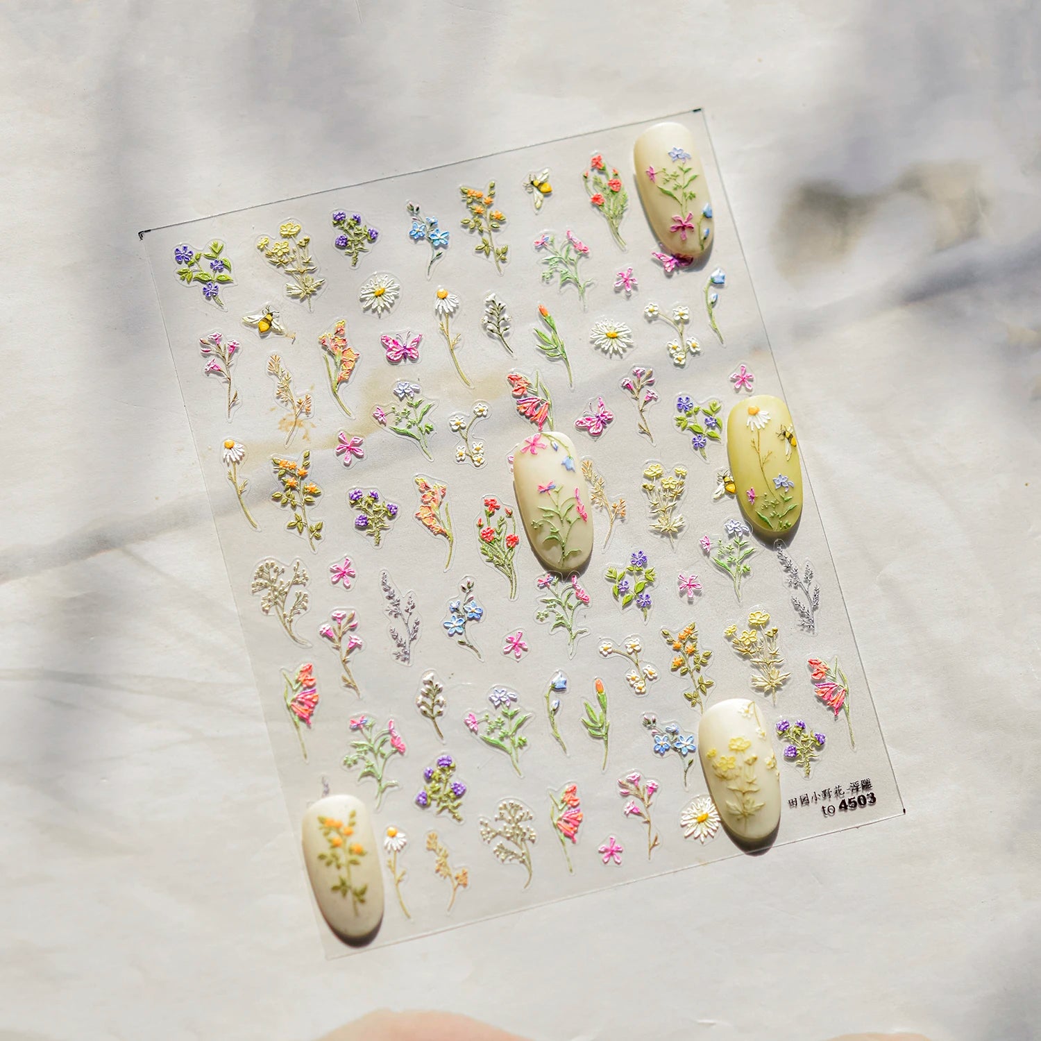 Red Butterfly 5D Nail Sticker Nail Art Decoration Spring Flowers Nail Art Decal Relief Sticker Press on Nails