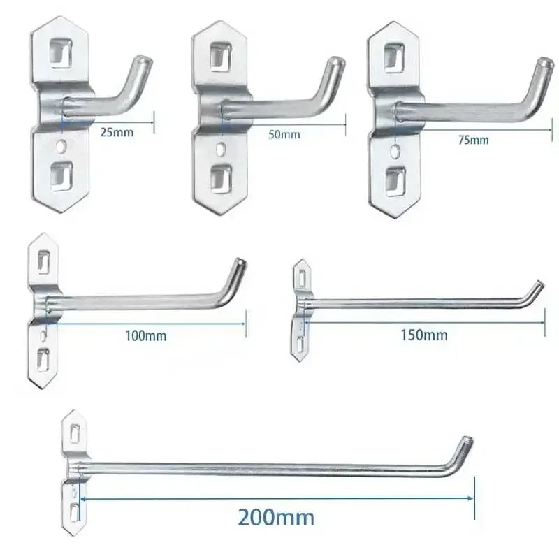 1-10pcs Pegboard Hooks, Steel Single Oblique Hangers for Garage Tool Organization, Kitchen Utensil Key Holder