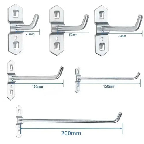1-10pcs Pegboard Hooks, Steel Single Oblique Hangers for Garage Tool Organization, Kitchen Utensil Key Holder