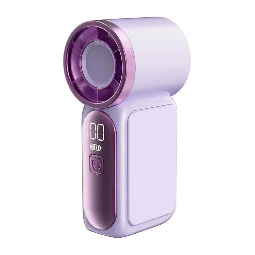 USB Rechargeable Mini Handheld Fan Ultra-Quiet Digital Display Small Electric Fan Powerful Wind Personal Cooling Fan With Light