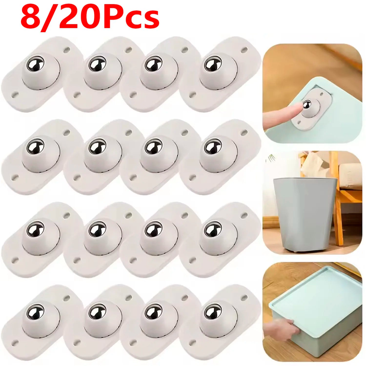 Self Adhesive Caster Mini Swivel Wheels Stainless Steel Universal 360 Degree Rotation Pulley for Furniture Storage Box