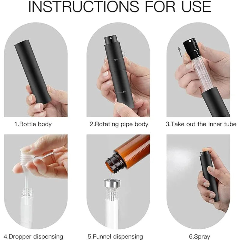 2Pcs 10ML Mini Cologne Spray Perfume Bottle Plastic Atomizer Pocket Size Refill Sample Empty  Portable Fragrance Dispenser