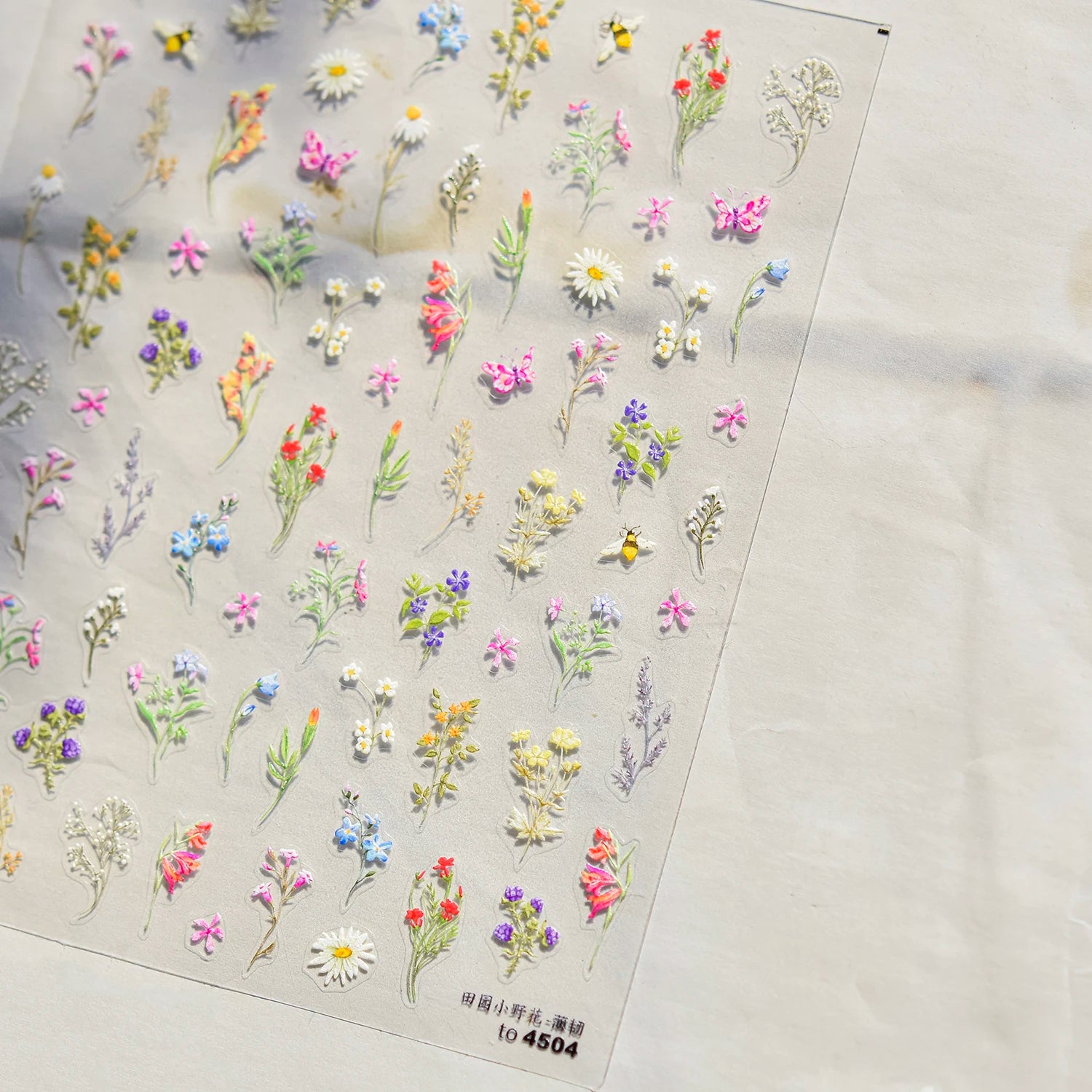Red Butterfly 5D Nail Sticker Nail Art Decoration Spring Flowers Nail Art Decal Relief Sticker Press on Nails