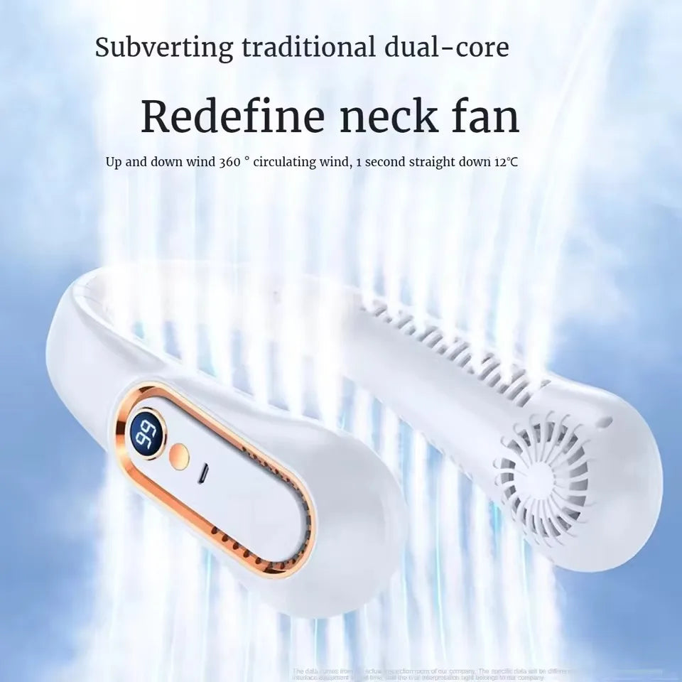 TINSOL New ceiling fan USB rechargeable portable small fan students office sports digital display ceiling fan hanging neck fan