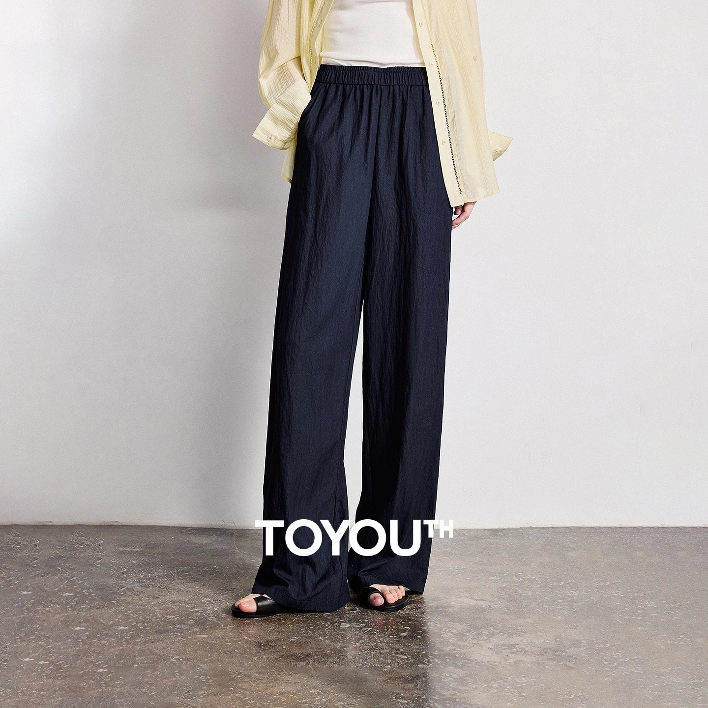 TOYOUTH Women Wide-Leg Casual Pants 2026 Spring New Effortless Versatile Relaxed Yamamoto-Style Lounge Trousers