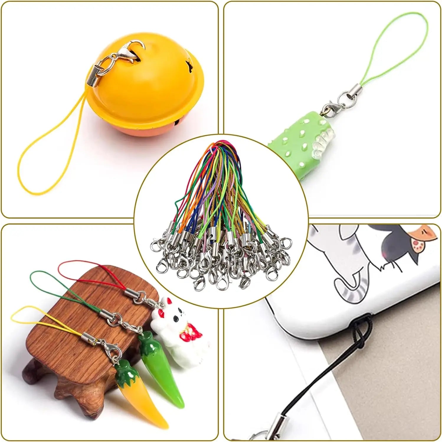 20/50/100Pcs Lanyard Lariat Strap Cords Lobster Clasp Rope Keychain Hooks Mobile Set Charms Keyring Pendant Key Ring Accessories