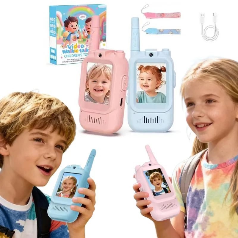 Kids Video Walkie Talkies 2 Pack Long Range Walkie-Talkie Rechargeable for Indoor Camping Hiking Travel Gift for Boys Girls