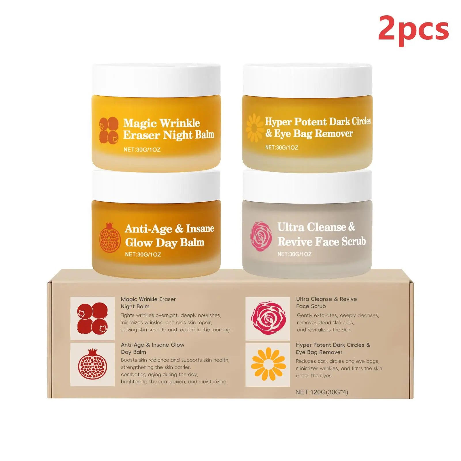 Night Day Cream for Face - Wrinkle Remover Instant Anti Dark Circles and Eye Bags Professional Facial Scrub for Glowing Skin 30g