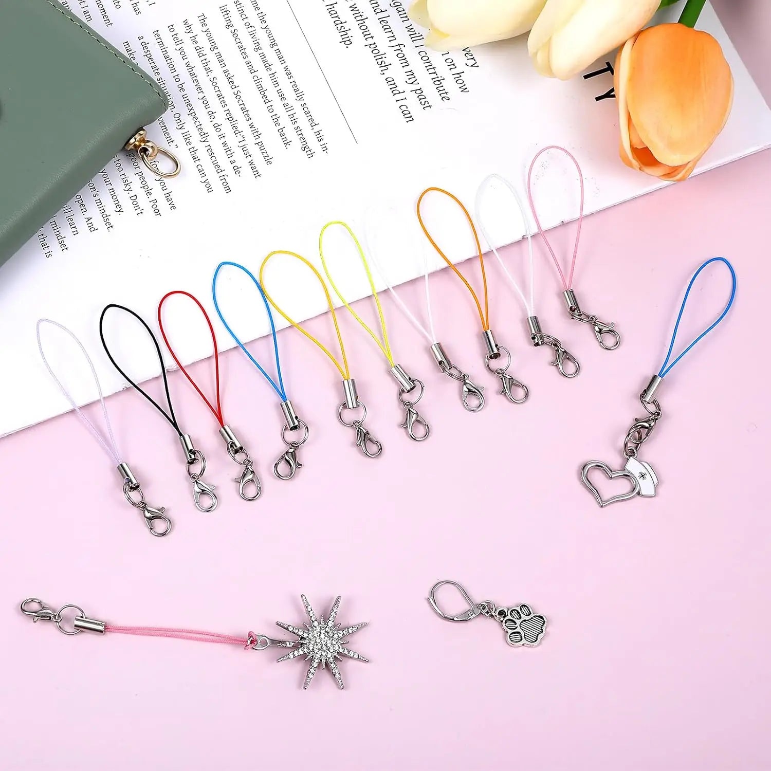 20/50/100Pcs Lanyard Lariat Strap Cords Lobster Clasp Rope Keychain Hooks Mobile Set Charms Keyring Pendant Key Ring Accessories