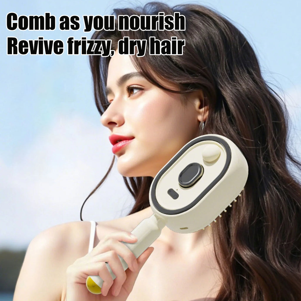 Electric Steam Brush with Water Spray Wet Electrics Hairbrush USB-C Charging for Detangling Smoothing Styling & Frizz Control