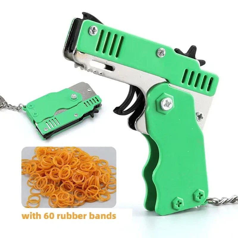 1PC Mini Keychain Gun Rubber Band Gun Toy Gun Shooting Pistol Alloy Kid Outdoor Activities Party Game Birthday Gift for Children