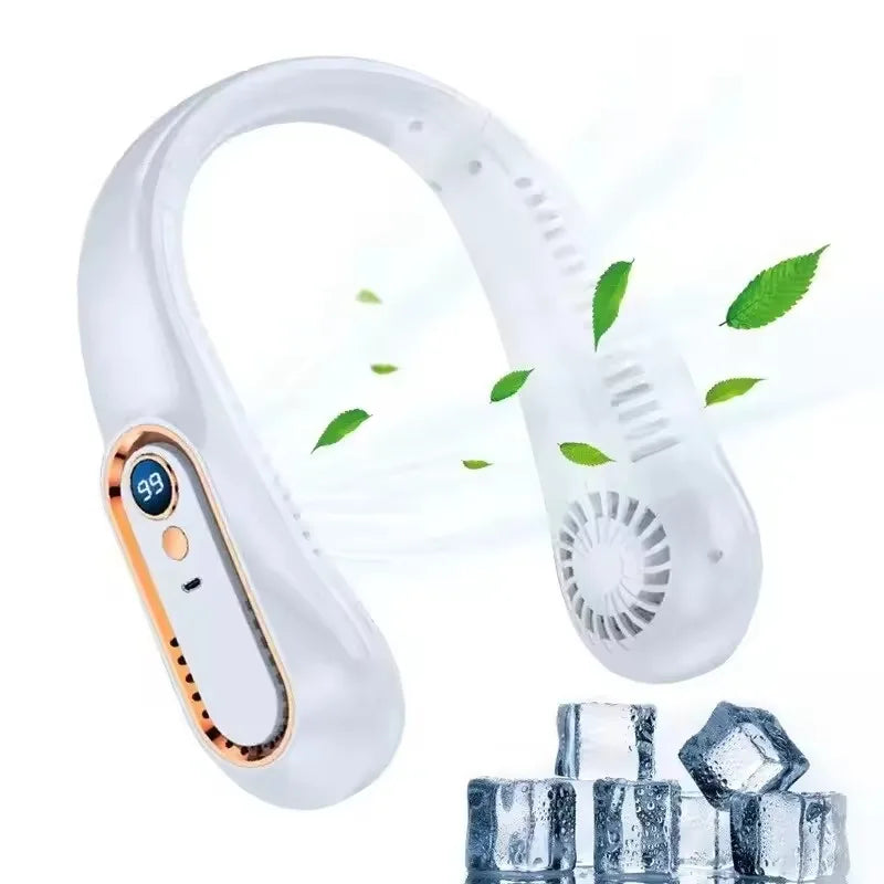 TINSOL New ceiling fan USB rechargeable portable small fan students office sports digital display ceiling fan hanging neck fan