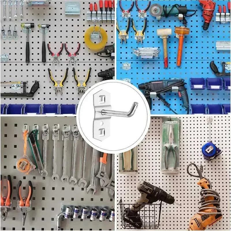 1-10pcs Pegboard Hooks, Steel Single Oblique Hangers for Garage Tool Organization, Kitchen Utensil Key Holder