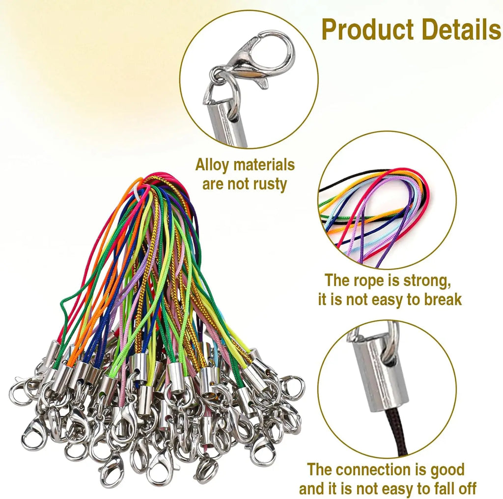 20/50/100Pcs Lanyard Lariat Strap Cords Lobster Clasp Rope Keychain Hooks Mobile Set Charms Keyring Pendant Key Ring Accessories