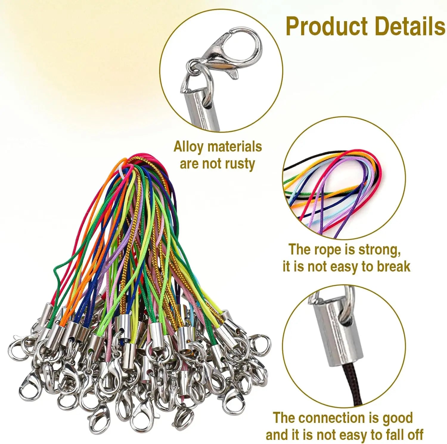 20/50/100Pcs Lanyard Lariat Strap Cords Lobster Clasp Rope Keychain Hooks Mobile Set Charms Keyring Pendant Key Ring Accessories