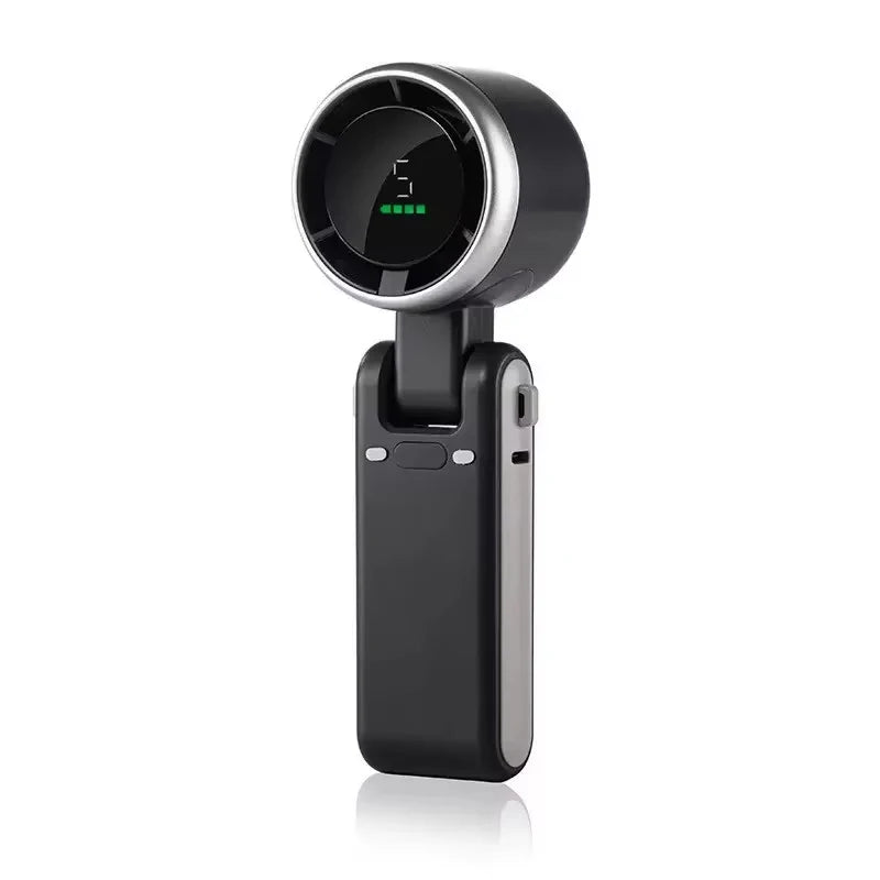 USB Rechargeable Mini Handheld Fan Ultra-Quiet Digital Display Small Electric Fan Powerful Wind Personal Cooling Fan With Light