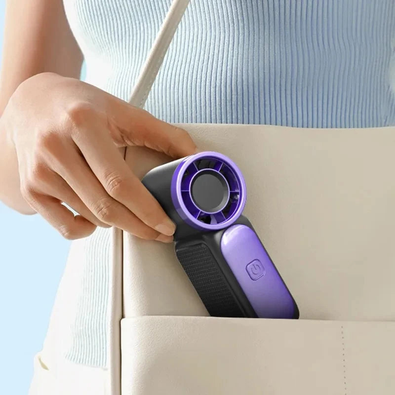 USB Rechargeable Mini Handheld Fan Ultra-Quiet Digital Display Small Electric Fan Powerful Wind Personal Cooling Fan With Light