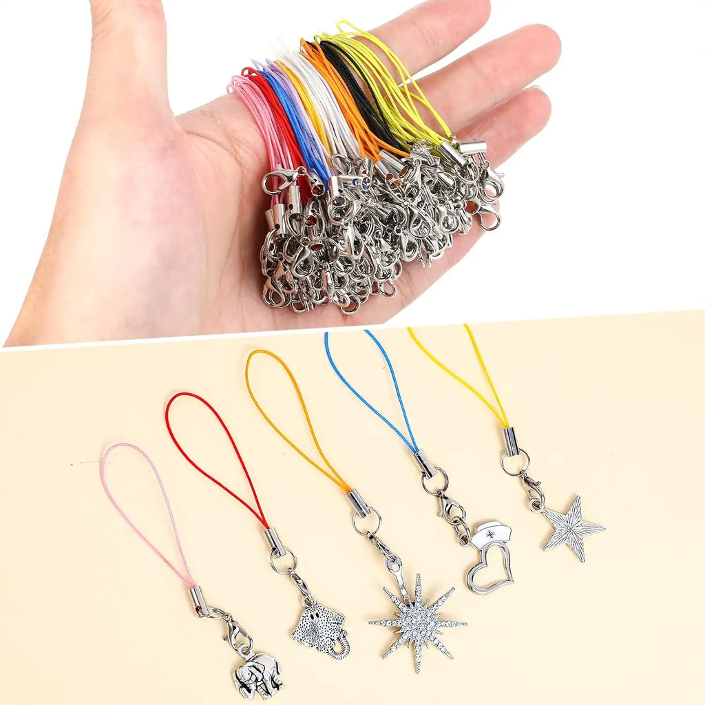 20/50/100Pcs Lanyard Lariat Strap Cords Lobster Clasp Rope Keychain Hooks Mobile Set Charms Keyring Pendant Key Ring Accessories