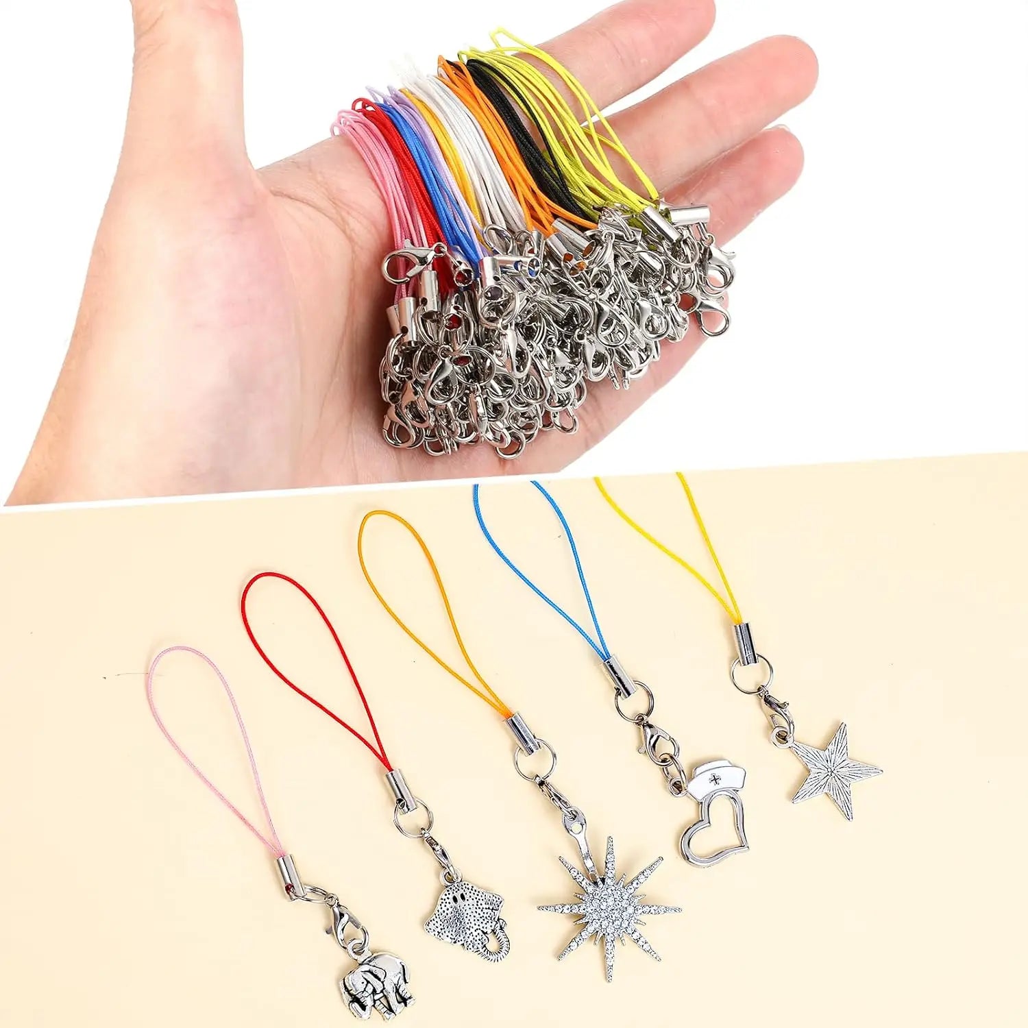 20/50/100Pcs Lanyard Lariat Strap Cords Lobster Clasp Rope Keychain Hooks Mobile Set Charms Keyring Pendant Key Ring Accessories