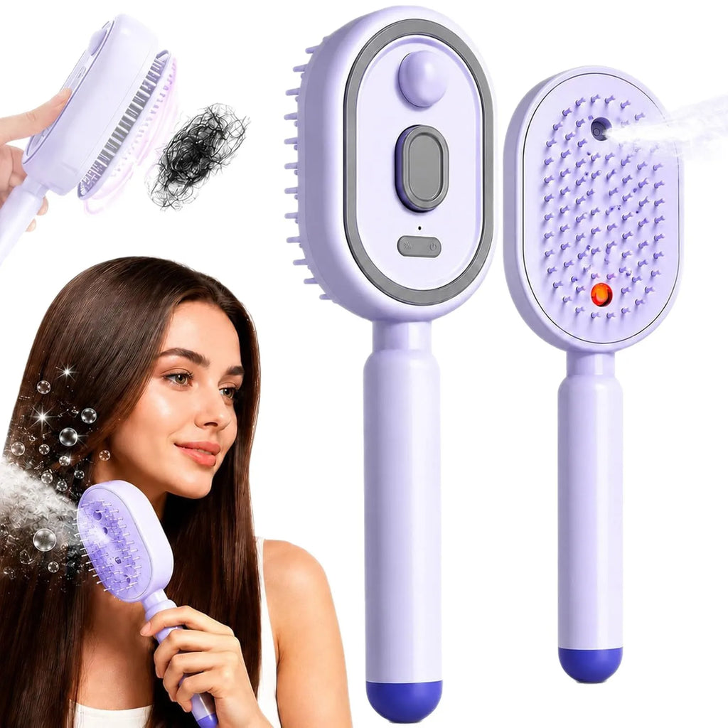 Electric Steam Brush with Water Spray Wet Electrics Hairbrush USB-C Charging for Detangling Smoothing Styling & Frizz Control