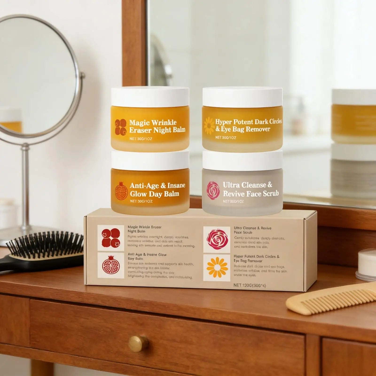 Night Day Cream for Face - Wrinkle Remover Instant Anti Dark Circles and Eye Bags Professional Facial Scrub for Glowing Skin 30g