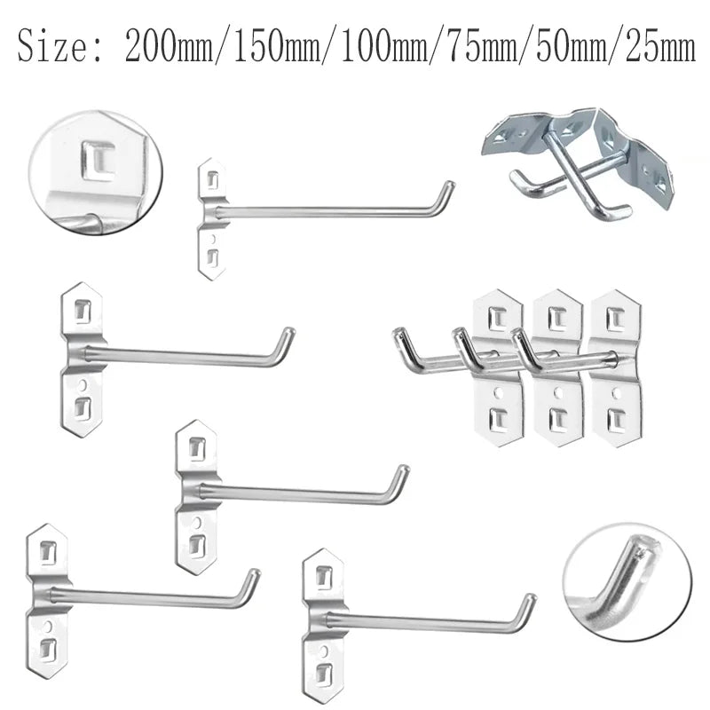 1-10pcs Pegboard Hooks, Steel Single Oblique Hangers for Garage Tool Organization, Kitchen Utensil Key Holder