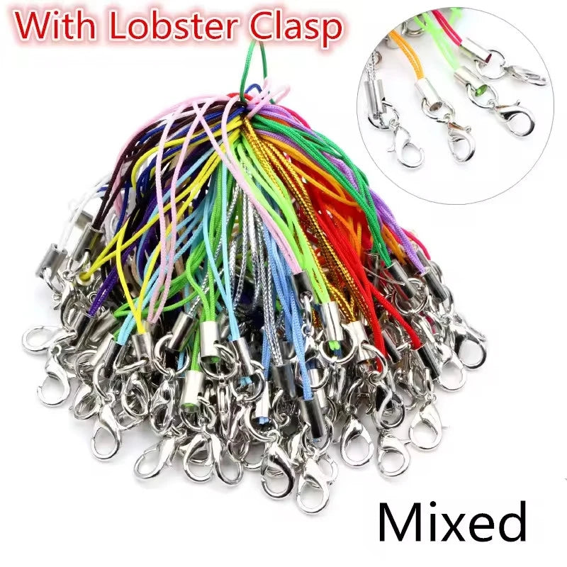 20/50/100Pcs Lanyard Lariat Strap Cords Lobster Clasp Rope Keychain Hooks Mobile Set Charms Keyring Pendant Key Ring Accessories