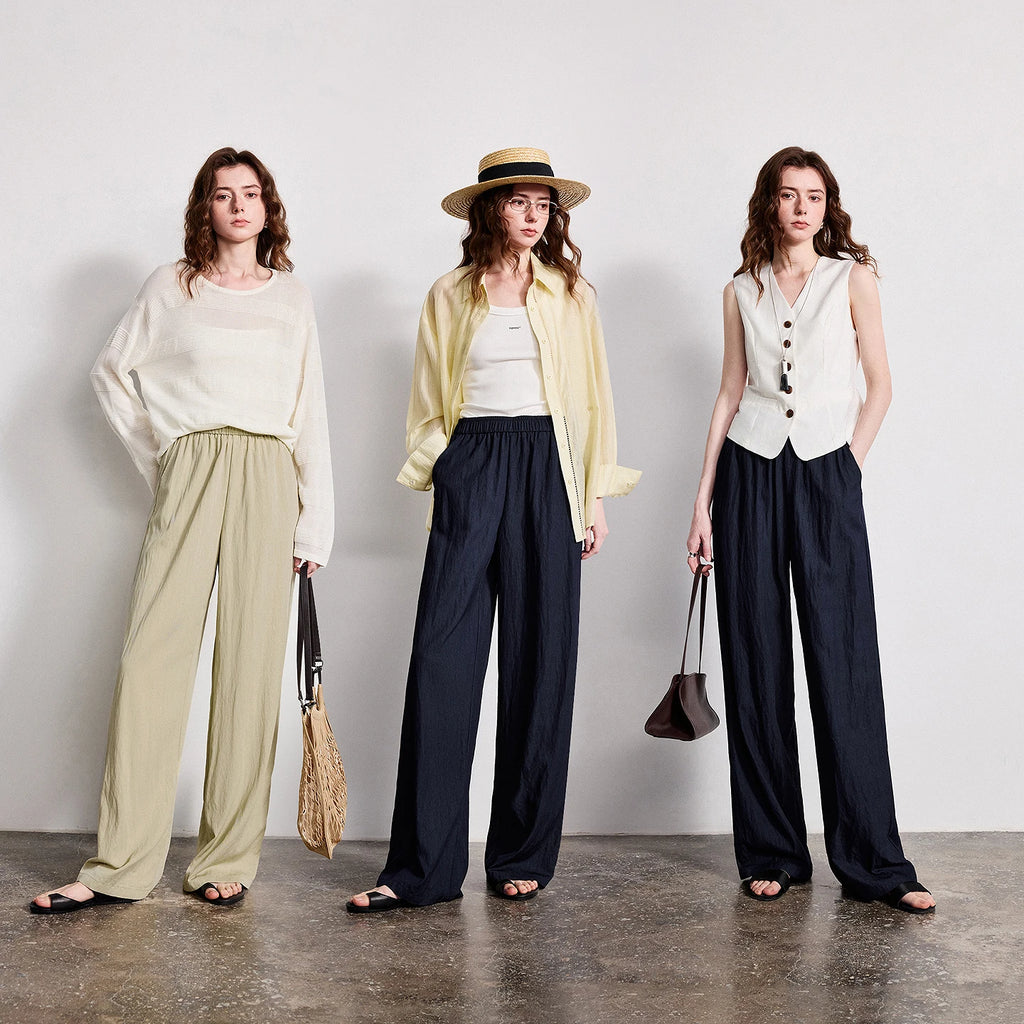 TOYOUTH Women Wide-Leg Casual Pants 2026 Spring New Effortless Versatile Relaxed Yamamoto-Style Lounge Trousers