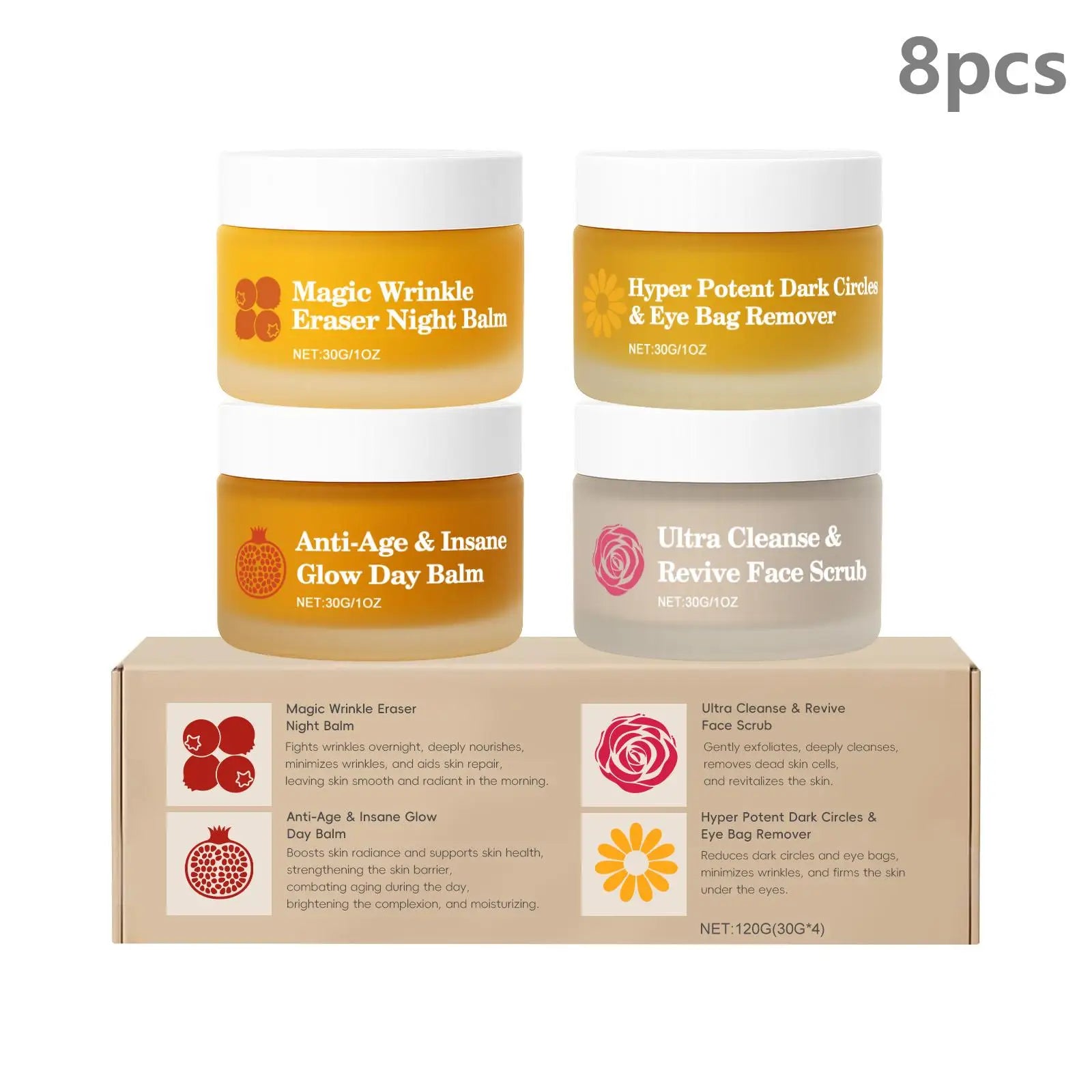 Night Day Cream for Face - Wrinkle Remover Instant Anti Dark Circles and Eye Bags Professional Facial Scrub for Glowing Skin 30g