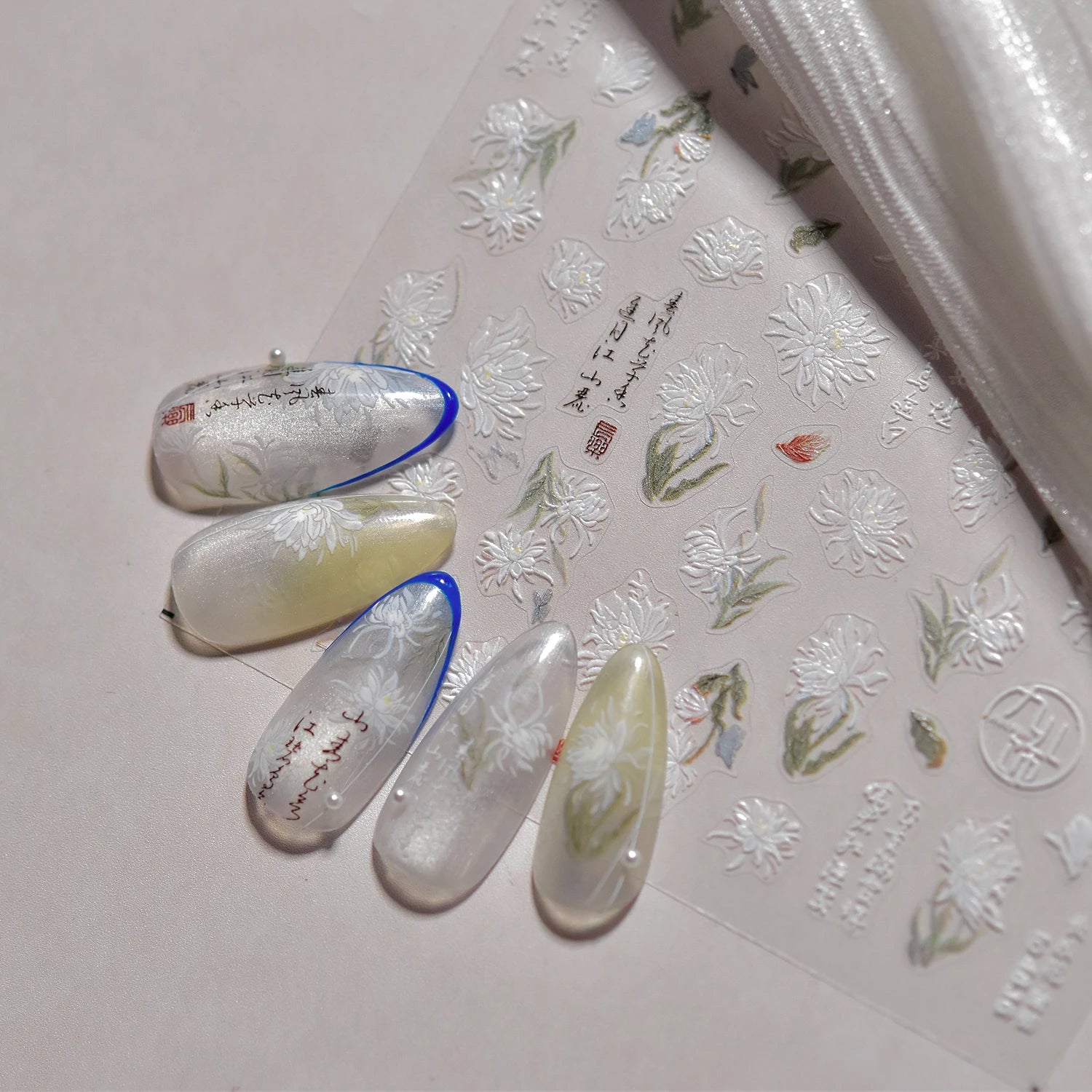 Red Butterfly 5D Nail Sticker Nail Art Decoration Spring Flowers Nail Art Decal Relief Sticker Press on Nails