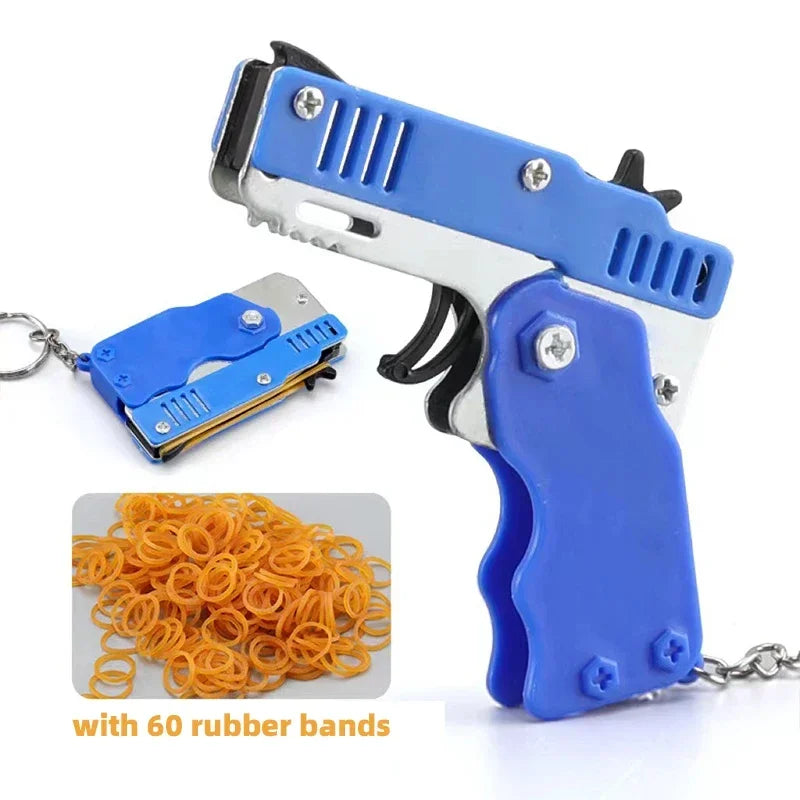 1PC Mini Keychain Gun Rubber Band Gun Toy Gun Shooting Pistol Alloy Kid Outdoor Activities Party Game Birthday Gift for Children