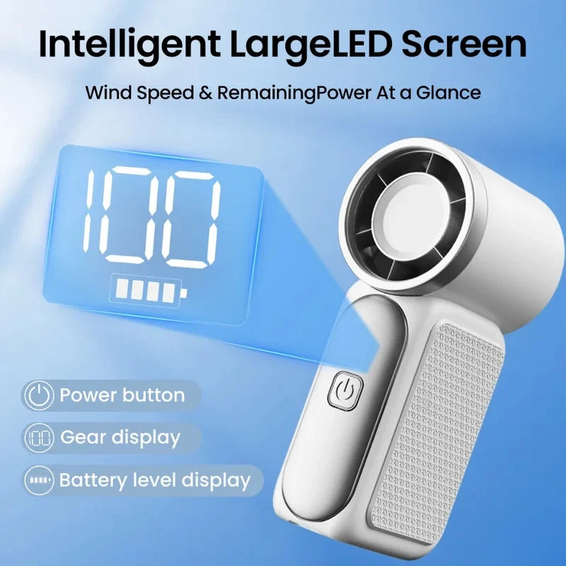 USB Rechargeable Mini Handheld Fan Ultra-Quiet Digital Display Small Electric Fan Powerful Wind Personal Cooling Fan With Light
