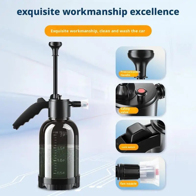 Car washing spray pot foam spray pot 2L spray type with pressure relief valve for household car spray hand pressure spray pot